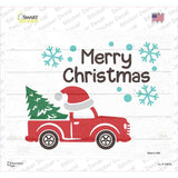 Merry Christmas Santa Hat Truck Novelty Rectangle Sticker Decal