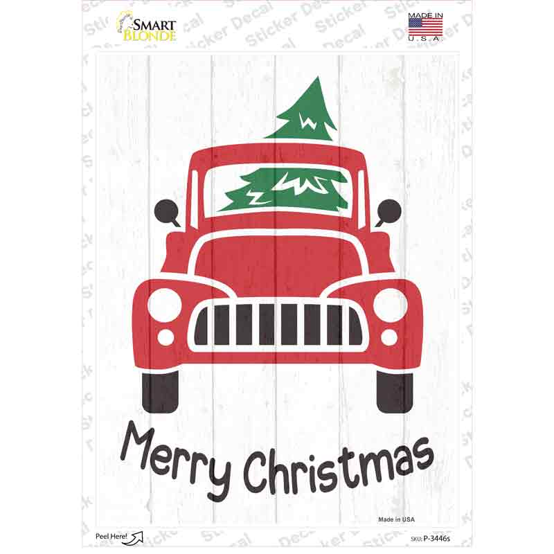 Merry Christmas Front Of Truck Novelty Rectangle Sticker Decal