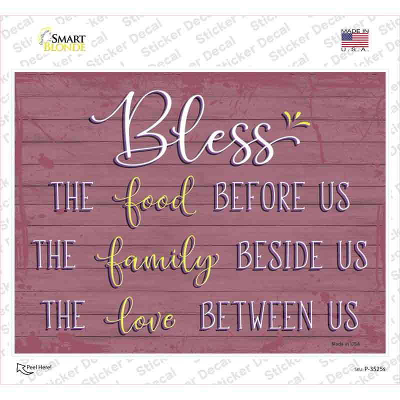 Bless Food Family Love Novelty Rectangular Sticker Decal