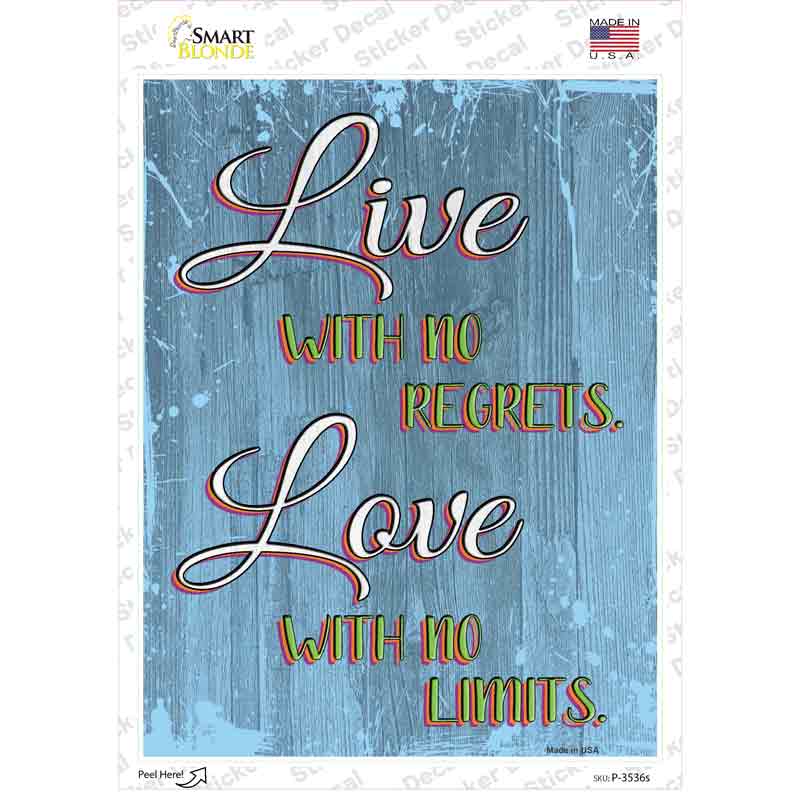 Live With No Regrets Novelty Rectangular Sticker Decal