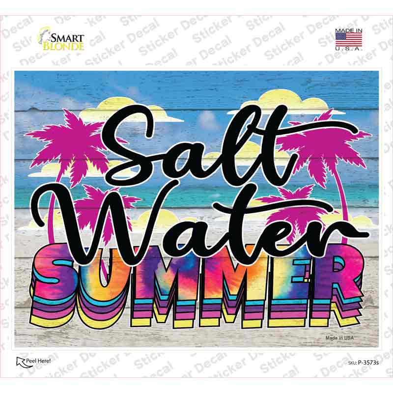 Salt Water Summer Tie Dye Novelty Rectangle Sticker Decal