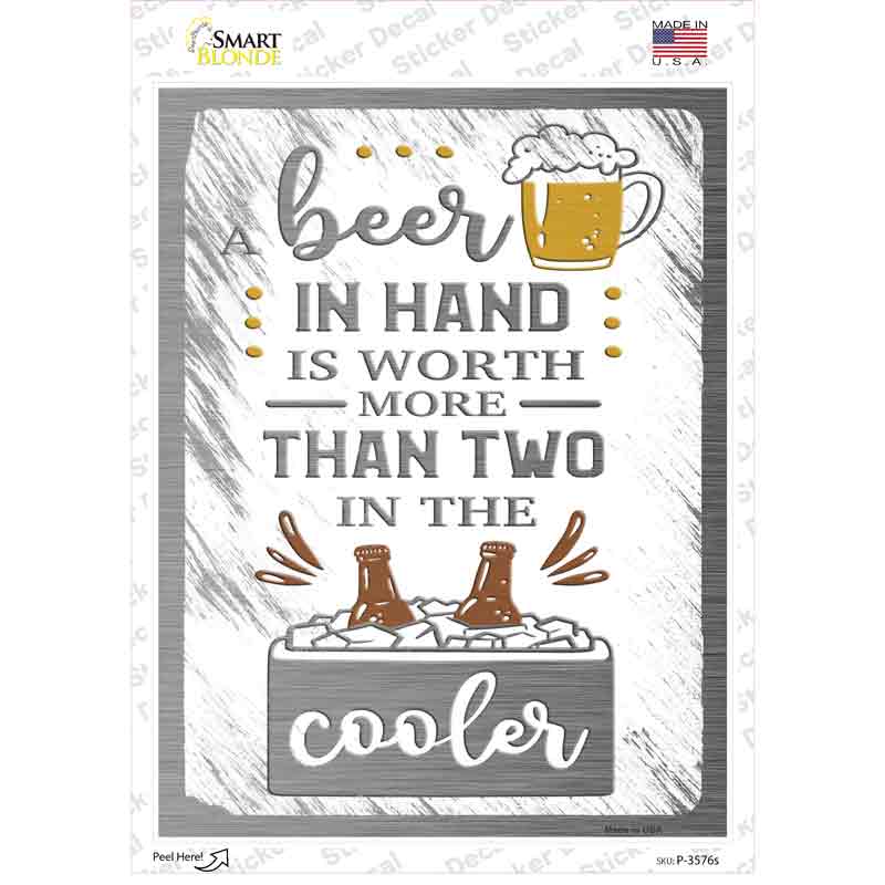 Beer In Hand Novelty Rectangle Sticker Decal