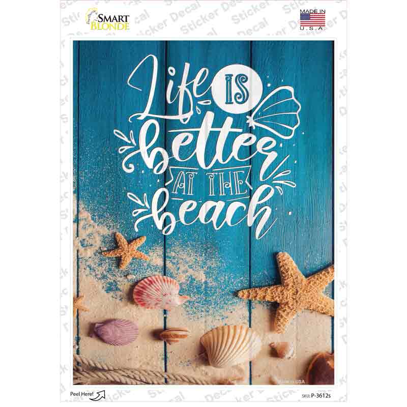 Life Is Better At The Beach Seashells Novelty Rectangle Sticker Decal