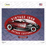 Vintage Iron Red Hotrod Novelty Rectangle Sticker Decal