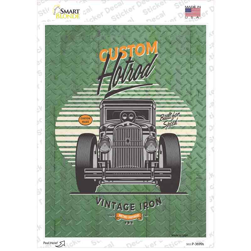 Custom Hotrod Front View Novelty Rectangle Sticker Decal