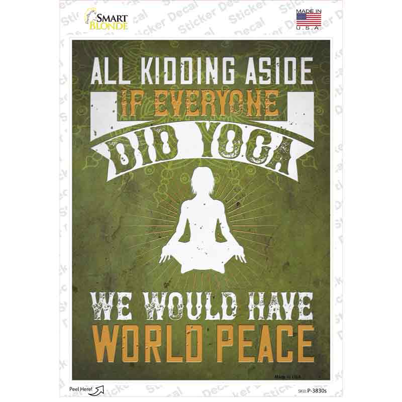 Yoga World Peace Novelty Rectangle Sticker Decal