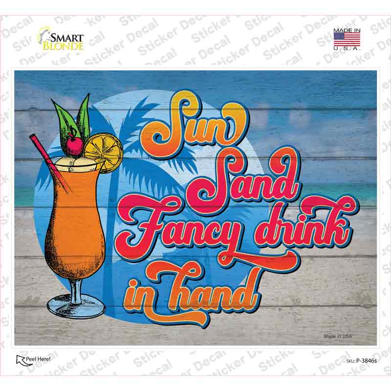 Sun Sand Fancy Drinks Novelty Rectangle Sticker Decal