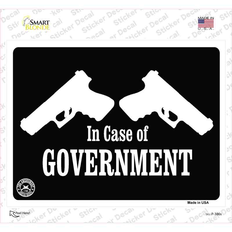 In Case of Government Novelty Rectangle Sticker Decal