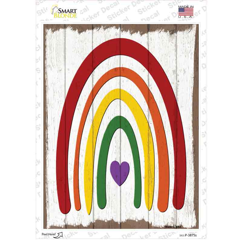 Rainbow With Heart Novelty Rectangle Sticker Decal