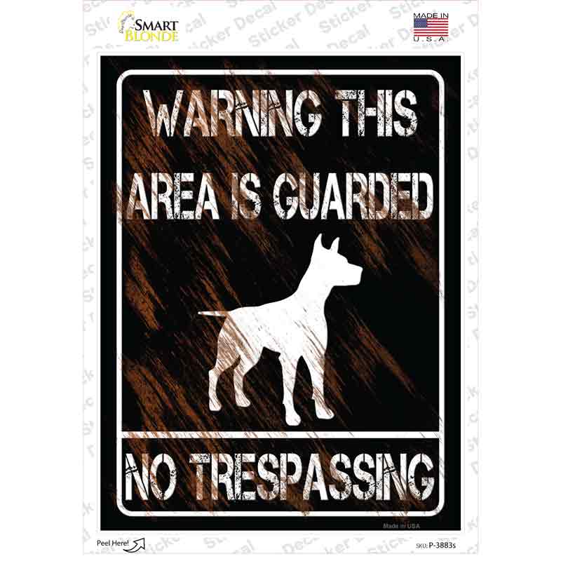 Warning Area Guarded By Dog Novelty Rectangle Sticker Decal