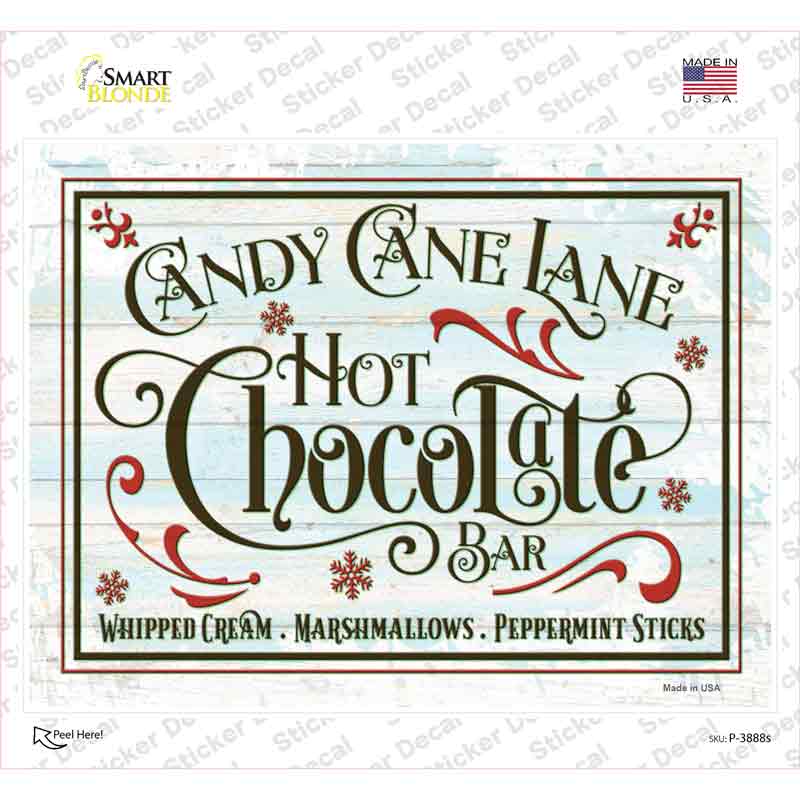 Candy Cane Lane Hot Chocolate Bar Novelty Rectangle Sticker Decal