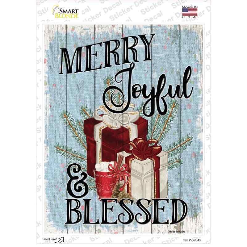 Merry Joyful Blessed Novelty Rectangle Sticker Decal