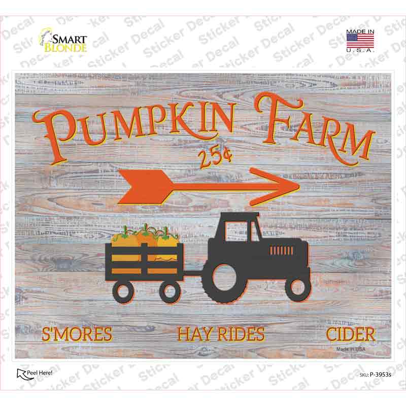 Pumpkin Farm Tractor Novelty Rectangle Sticker Decal