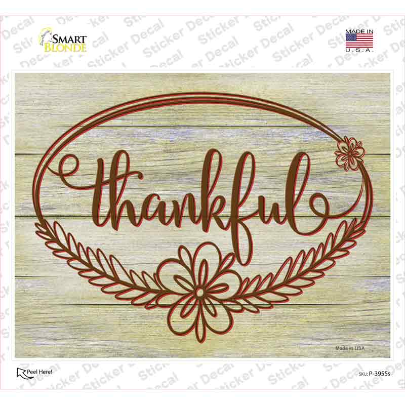 Thankful Wood Background Novelty Rectangle Sticker Decal