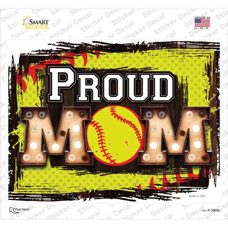 Proud Softball Mom Novelty Rectangle Sticker Decal