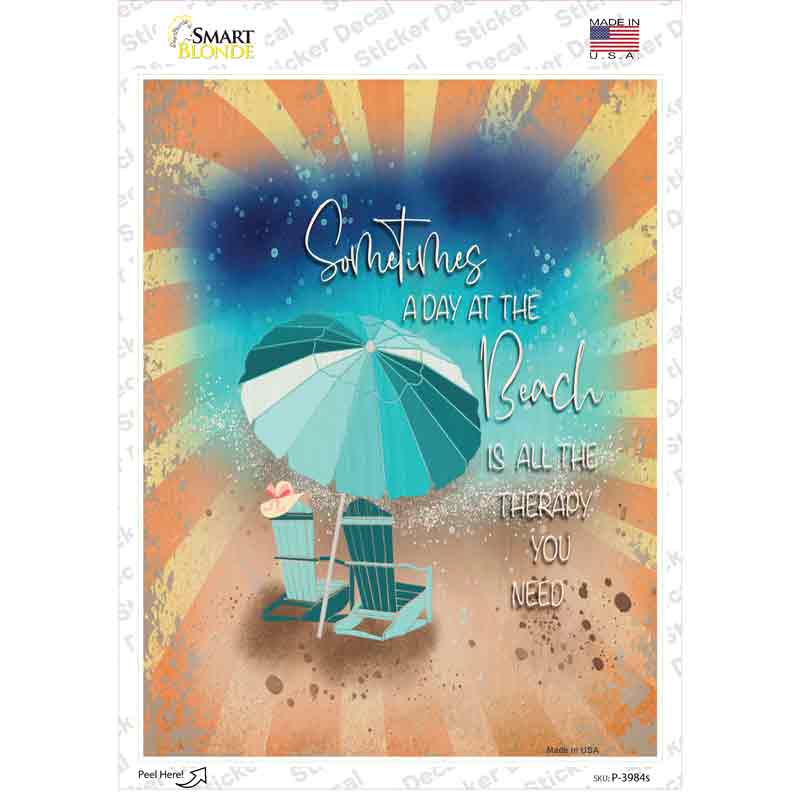 A Day At The Beach Novelty Rectangle Sticker Decal