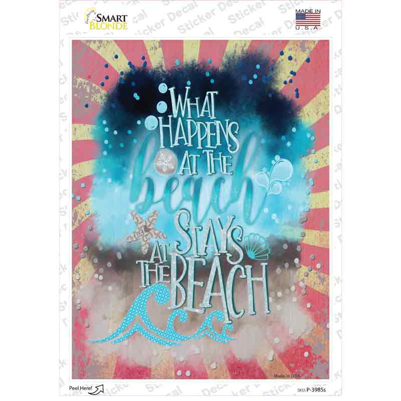 What Happens at the Beach Novelty Rectangle Sticker Decal