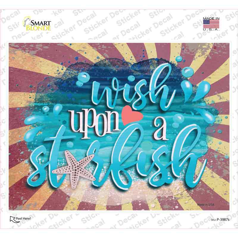 Wish Upon a Starfish Novelty Rectangle Sticker Decal
