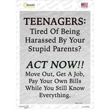 Teenagers Act Now Novelty Rectangle Sticker Decal