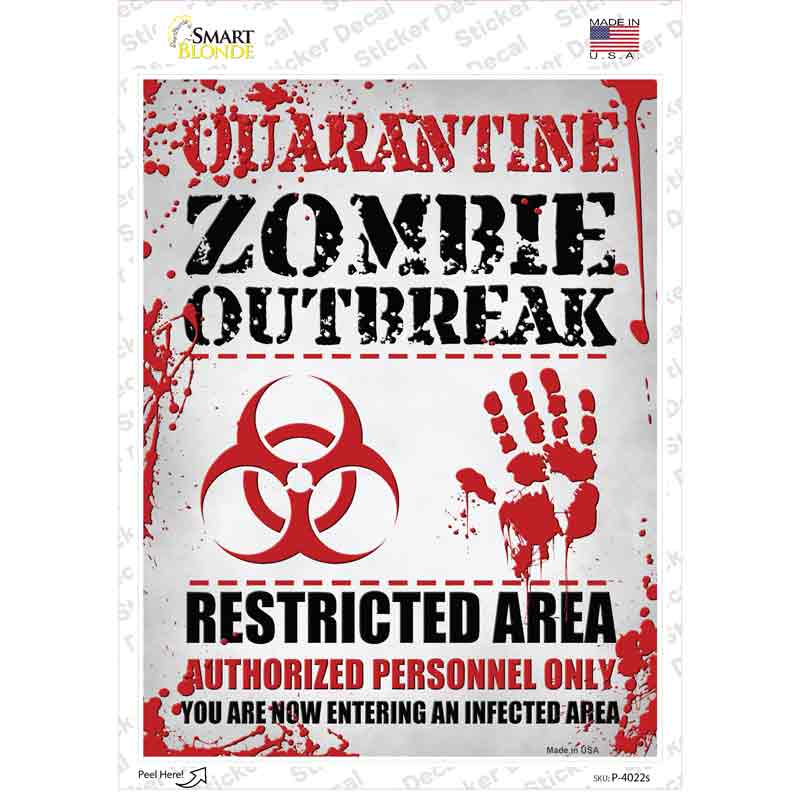 Quarantine Zombie Outbreak Novelty Rectangle Sticker Decal