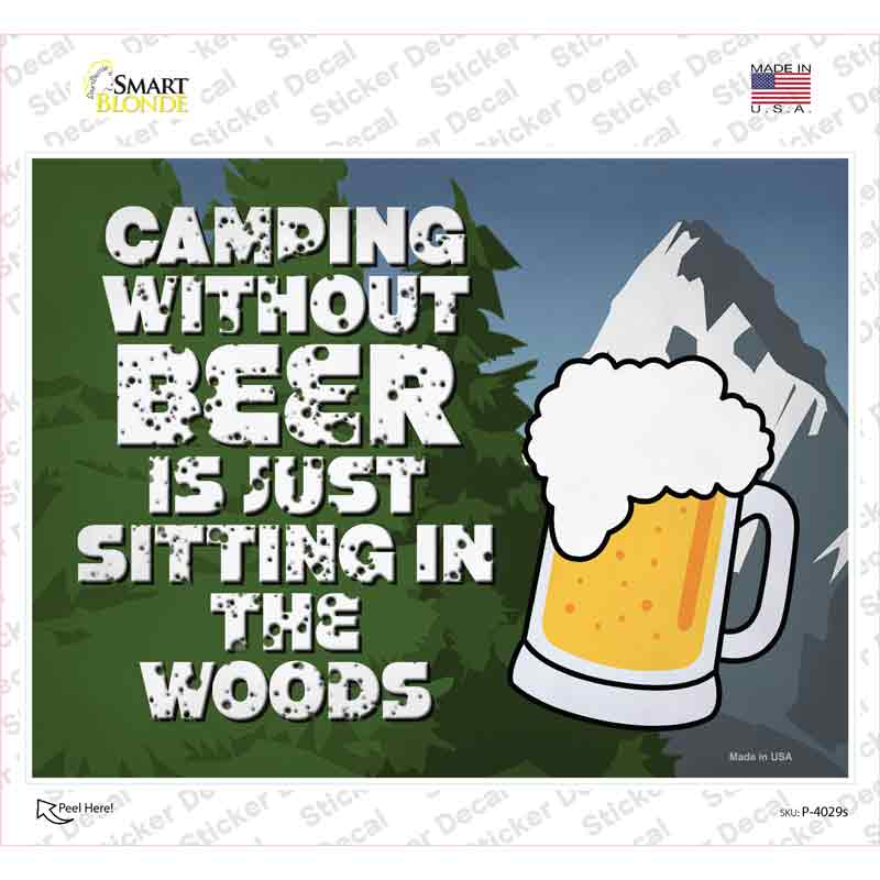 Camping Without Beer Novelty Rectangle Sticker Decal