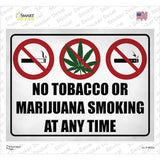 No Tobacco or Marijuana Smoking Novelty Rectangle Sticker Decal