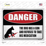 Warning Dog Has A Gun Novelty Rectangle Sticker Decal