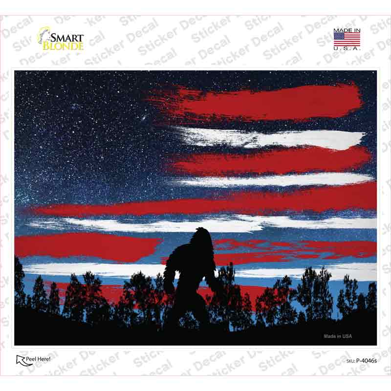 Bigfoot American Flag Novelty Rectangle Sticker Decal