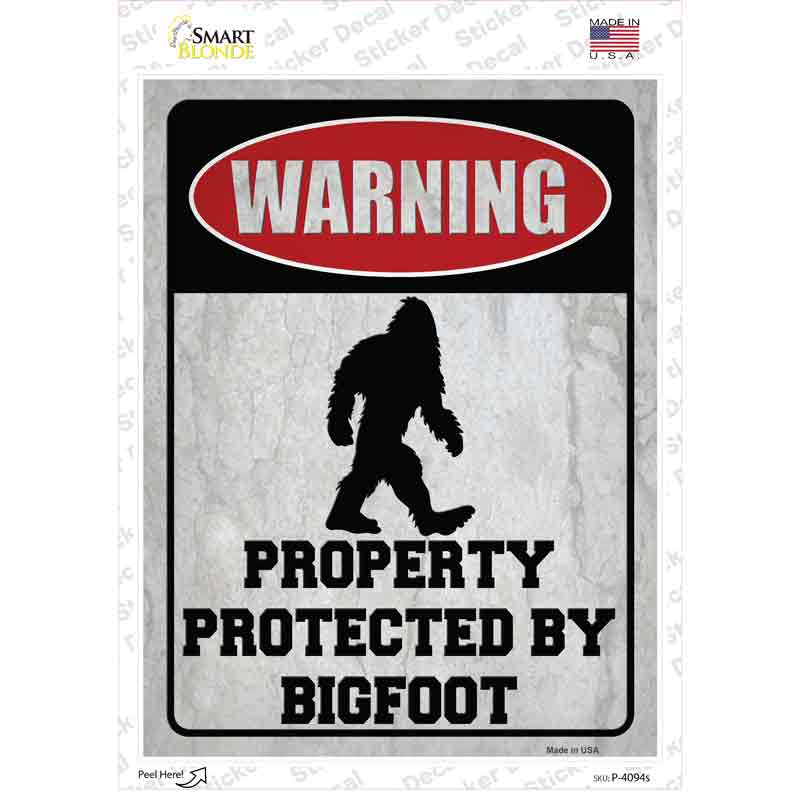 Property Protected by Bigfoot Novelty Rectangle Sticker Decal