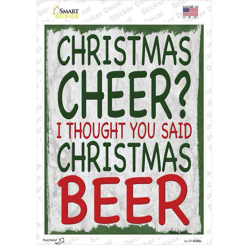 Christmas Beer Novelty Rectangle Sticker Decal