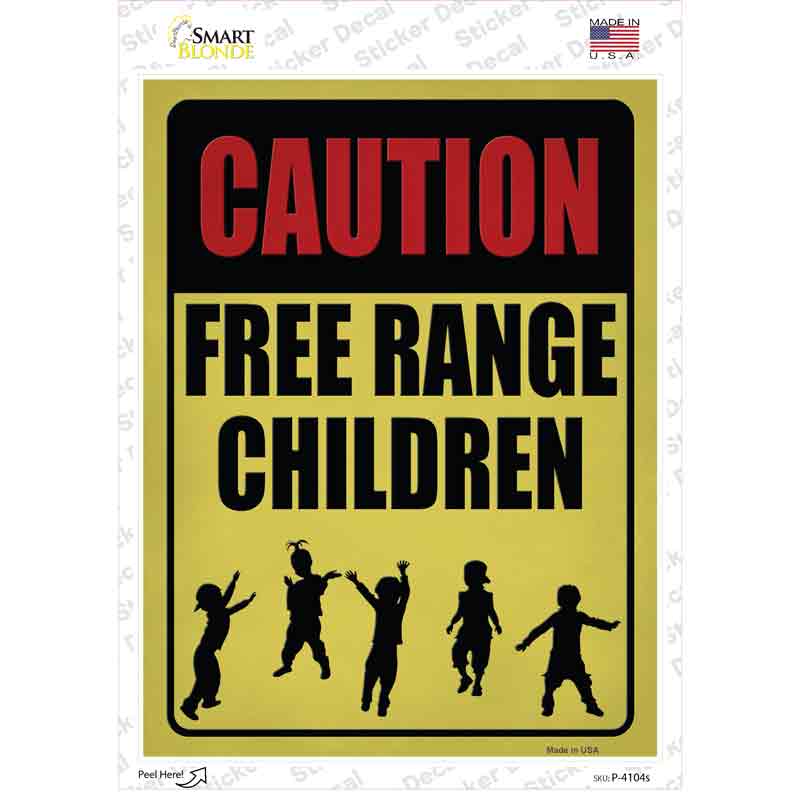 Caution Free Range Children Novelty Rectangle Sticker Decal