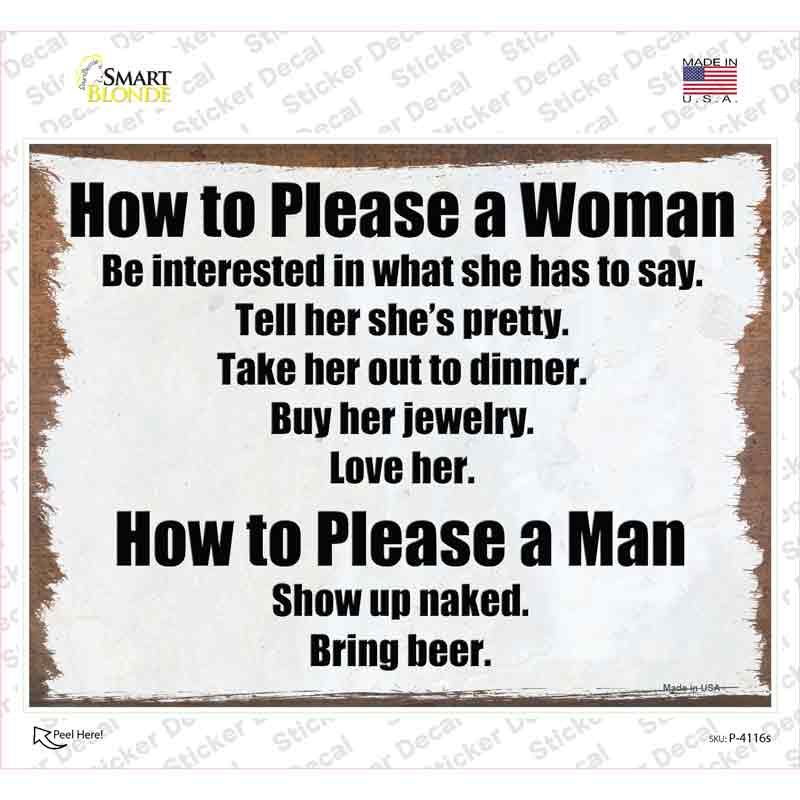 How to Please a Woman Novelty Rectangle Sticker Decal