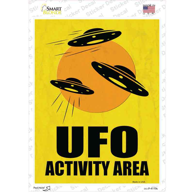 UFO Activity Area Novelty Rectangle Sticker Decal