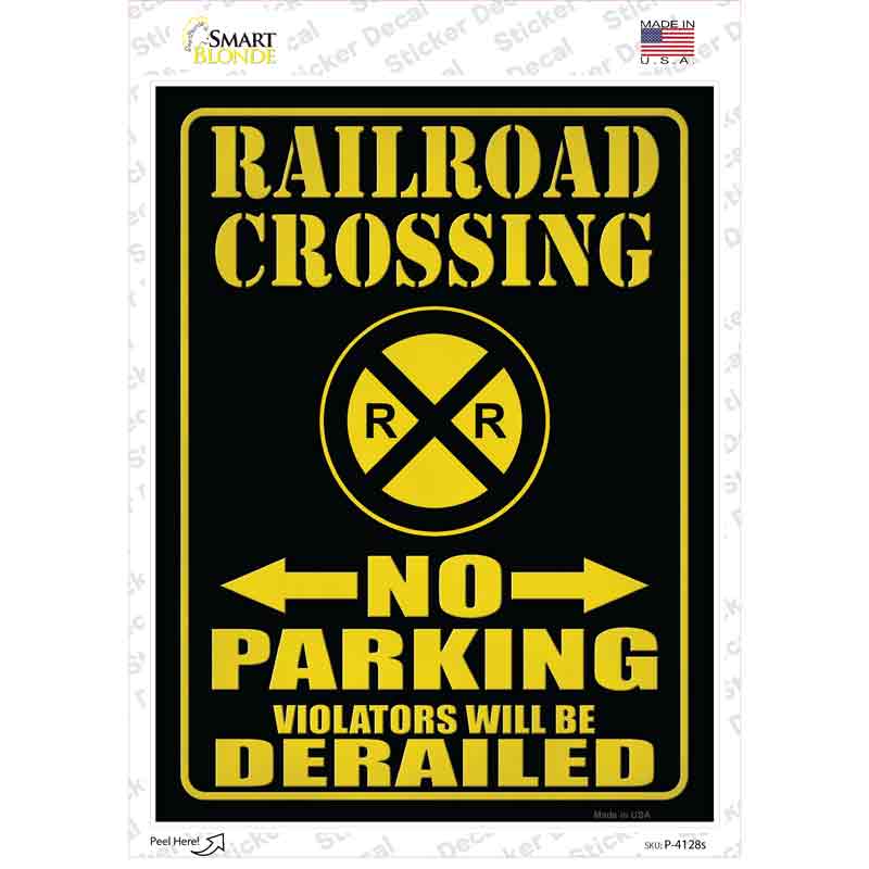 Railroad Crossing No Parking Novelty Rectangular Sticker Decal