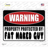 Warning Fat Naked Guy Novelty Rectangular Sticker Decal