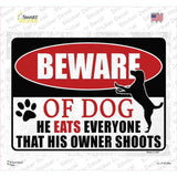 Beware He Eats Everything Dog Novelty Rectangular Sticker Decal