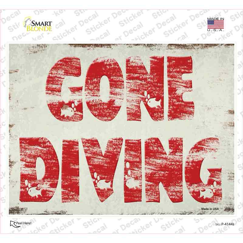 Gone Diving Novelty Rectangular Sticker Decal