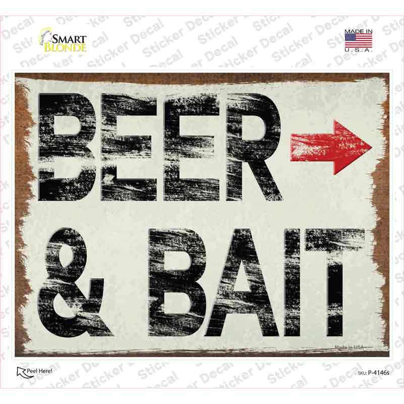 Beer and Bait Right Novelty Rectangular Sticker Decal