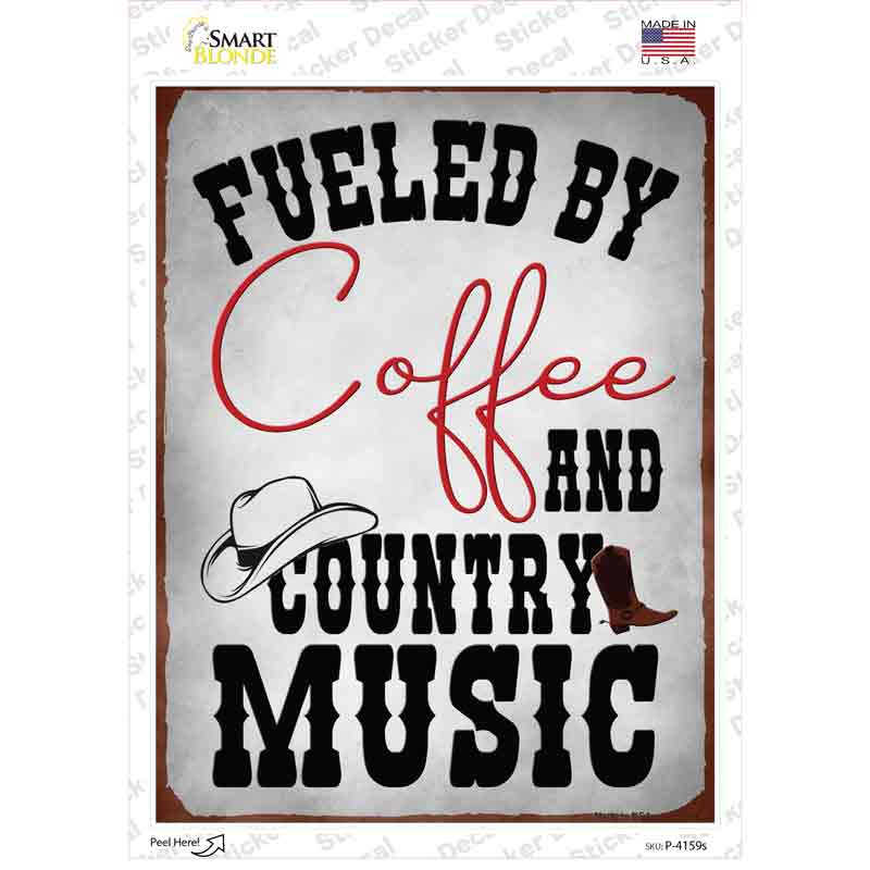 Coffee And Country Music Novelty Rectangle Sticker Decal