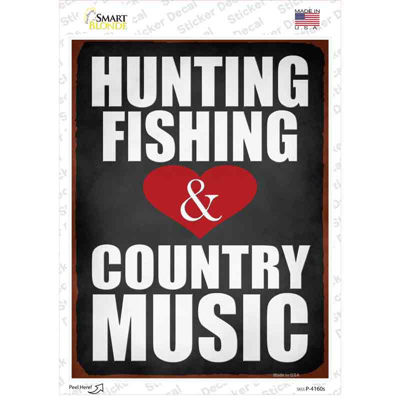 Hunting Fishing Country Music Novelty Rectangle Sticker Decal