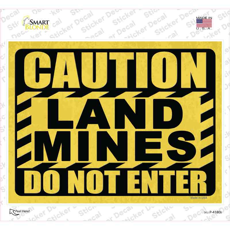 Caution Land Mines Novelty Rectangle Sticker Decal