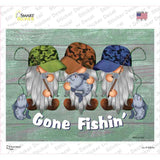 Gone Fishing Three Camo Gnomes Novelty Rectangle Sticker Decal