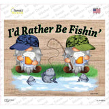 Id Rather Be Fishing Two Camo Gnomes Novelty Rectangle Sticker Decal