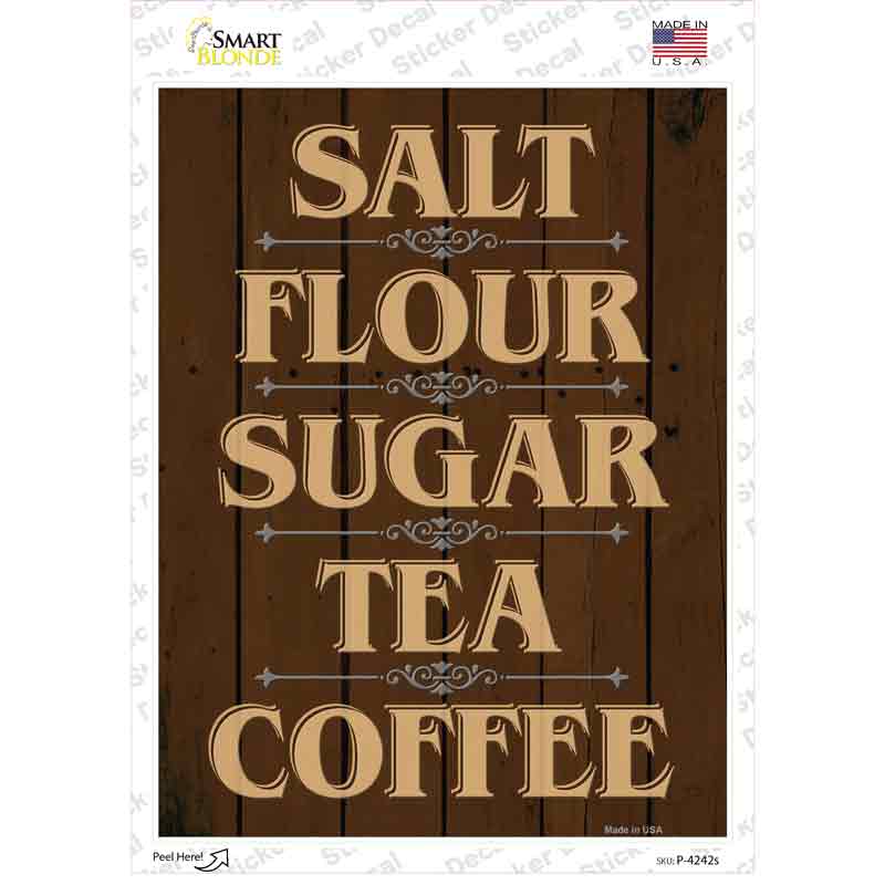 Salt Flour Sugar Tea Coffee Brown Novelty Rectangle Sticker Decal