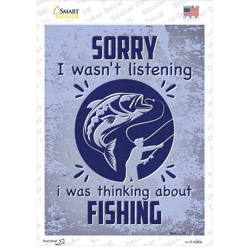Thinking About Fishing Novelty Rectangle Sticker Decal