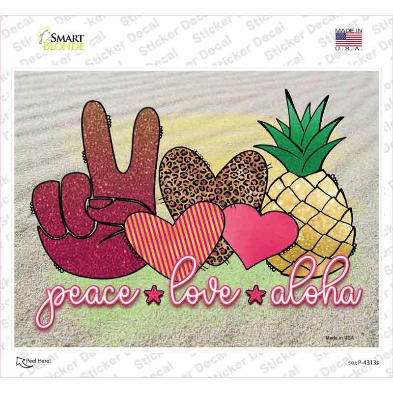 Peace Love Aloha Novelty Rectangle Sticker Decal