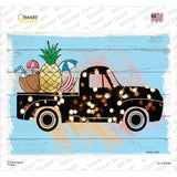 Truck With Coconut And Pineapple Novelty Rectangle Sticker Decal