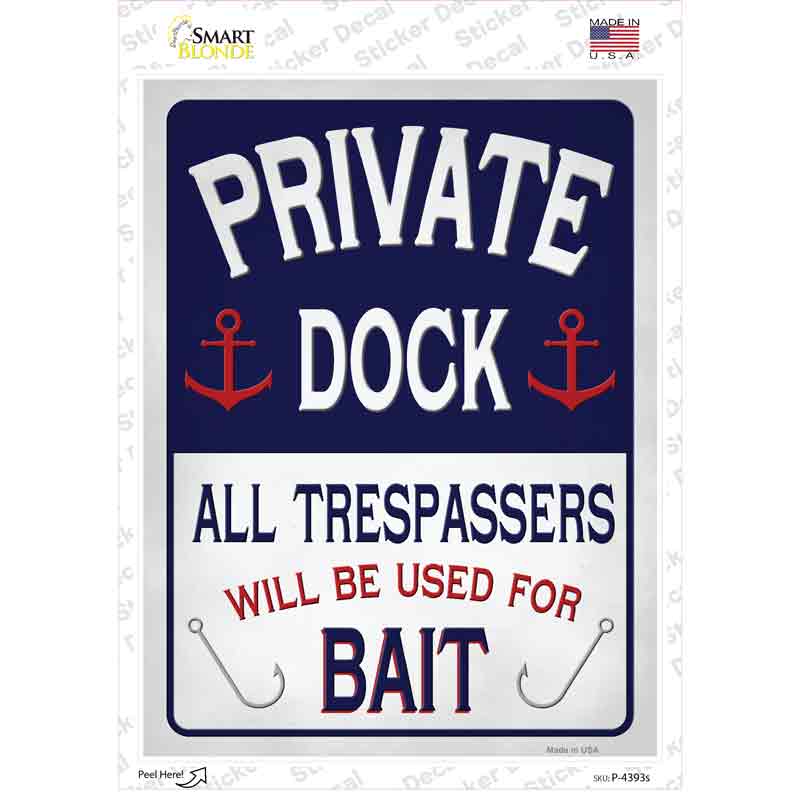 Private Dock Novelty Rectangle Sticker Decal