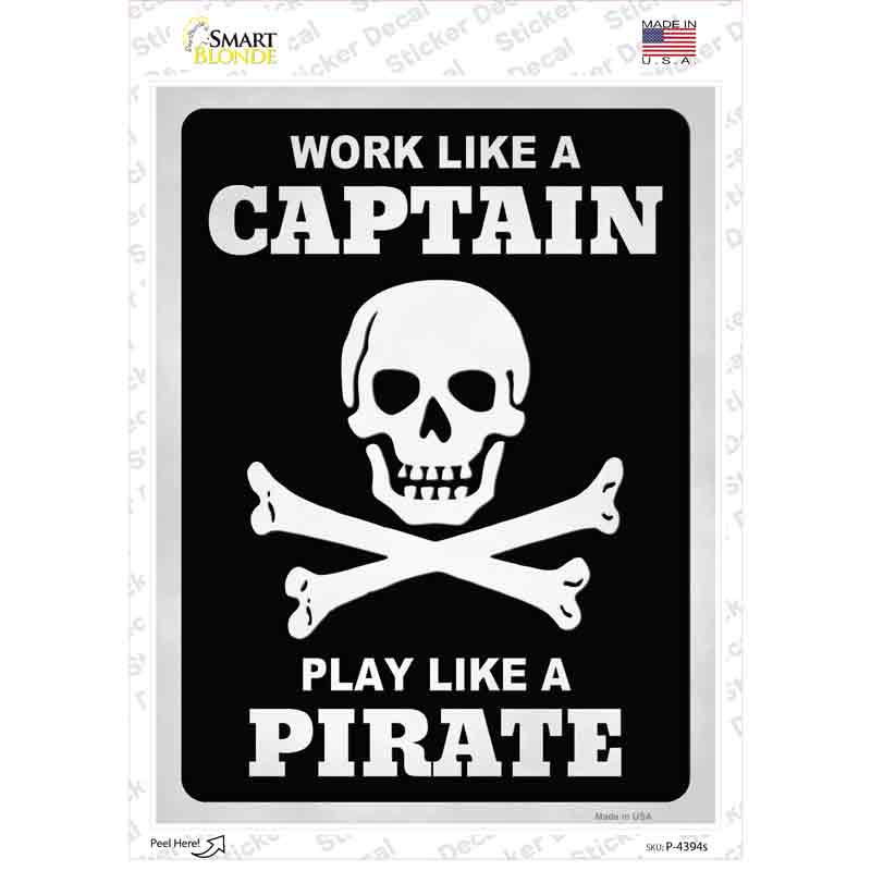 Play Like A Pirate Skull Novelty Rectangle Sticker Decal