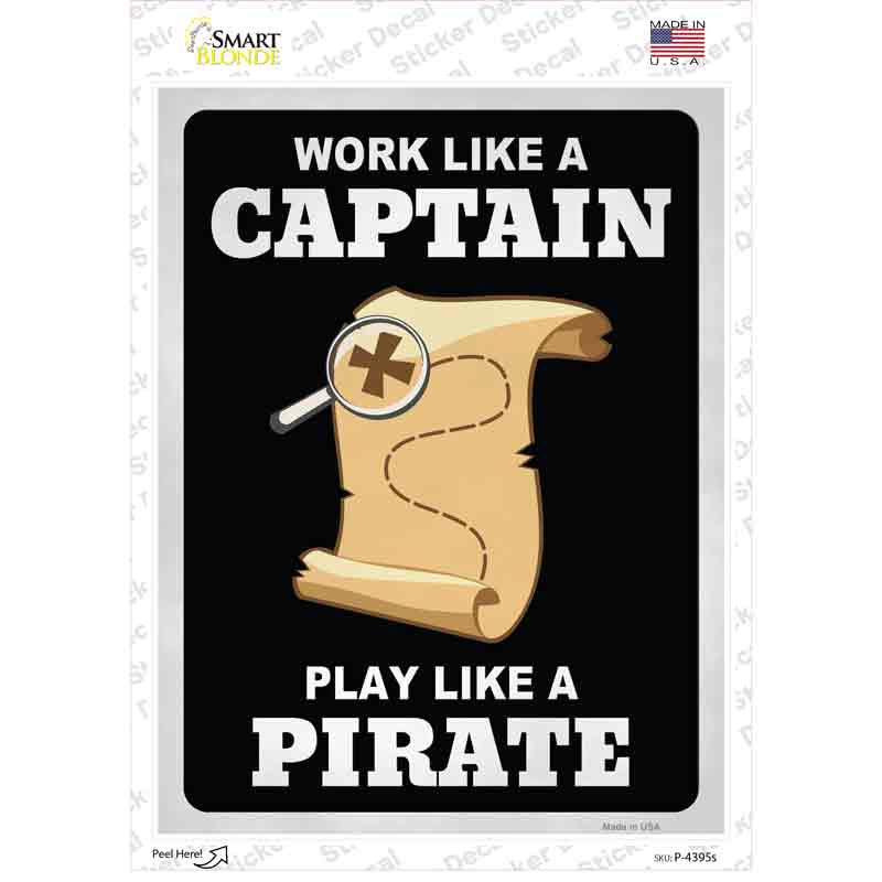 Play Like A Pirate Map Novelty Rectangle Sticker Decal